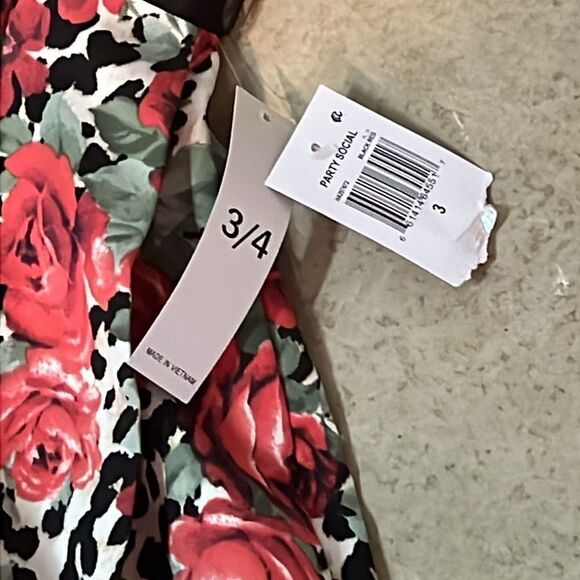 Teeze Me Strapless Animal Print with Red Roses Party Dress, Size 3/4, NWT C27 - Picture 12 of 13